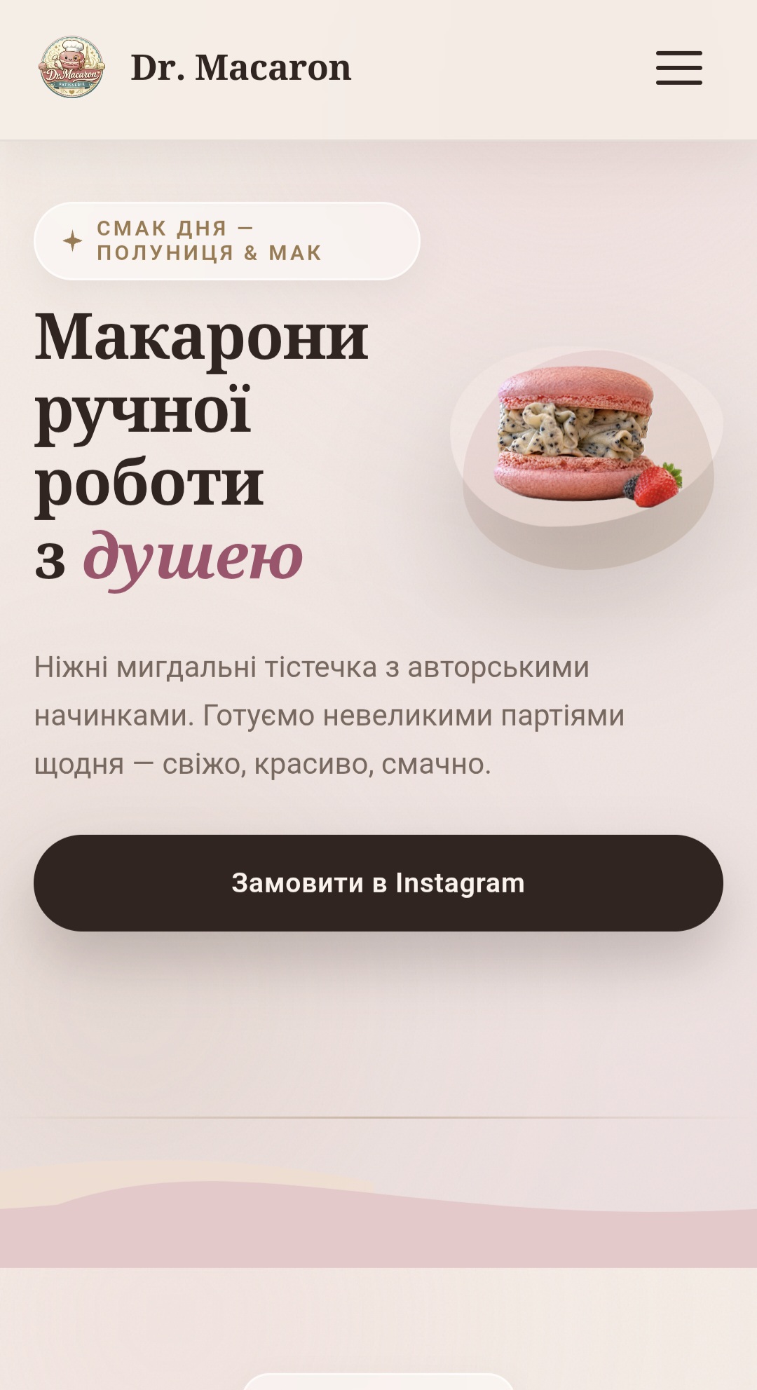 Головний екран сайту Dr. Macaron